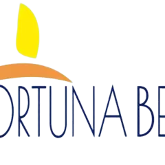 Logo colorato con "FORTUNA BEACH HOTEL" e tre stelle gialle. Un luogo ideale per la tua vacanza a Ischia.