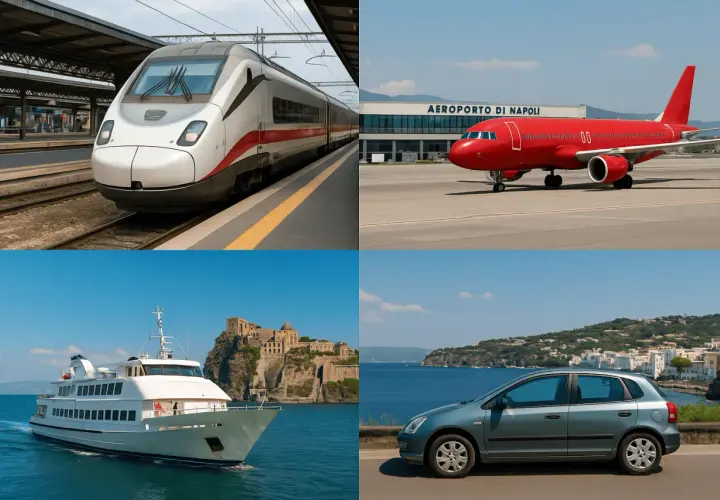 Viaggio da Roma a Ischia: treno, aereo per Napoli, traghetto e auto sull'isola.