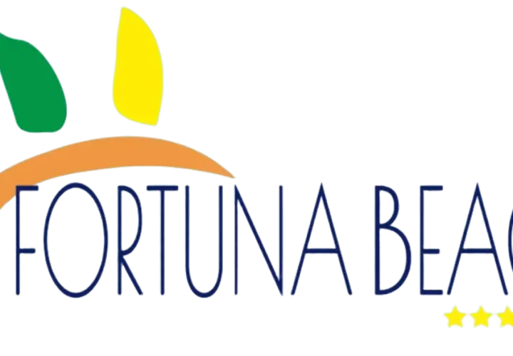 Logo colorato con "FORTUNA BEACH HOTEL" e tre stelle gialle. Un luogo ideale per la tua vacanza a Ischia.