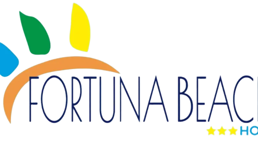 Logo colorato con "FORTUNA BEACH HOTEL" e tre stelle gialle. Un luogo ideale per la tua vacanza a Ischia.