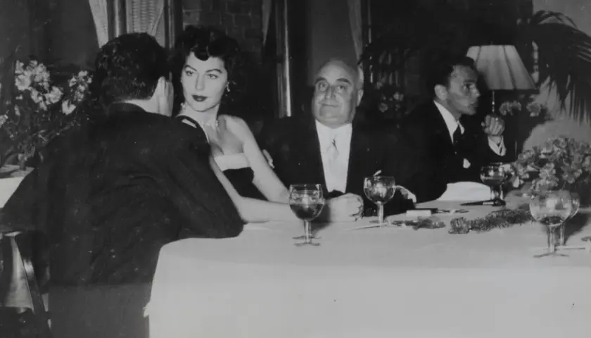 Angelo Rizzoli, Ava Gardner e Frank Sinatra a cena.