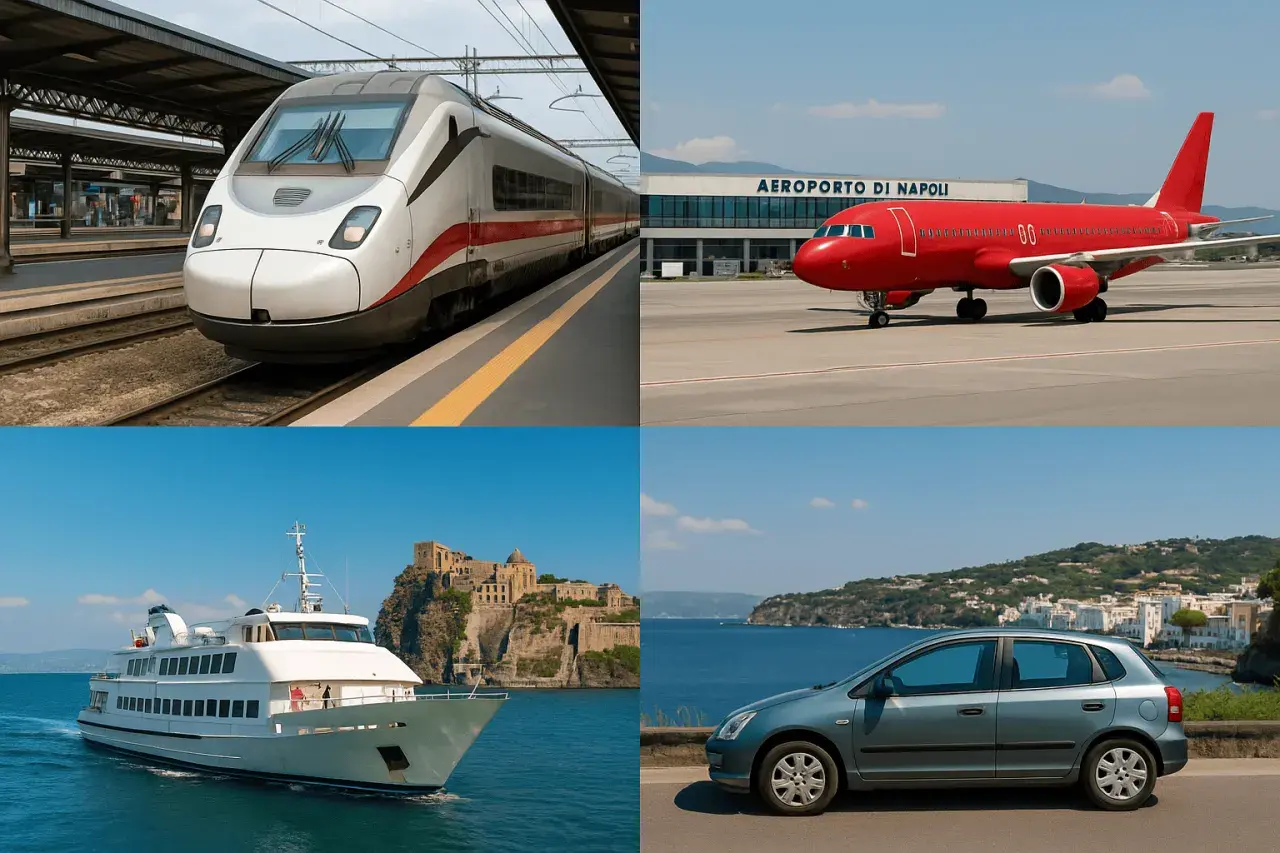 Viaggio da Roma a Ischia: treno, aereo per Napoli, traghetto e auto sull'isola.