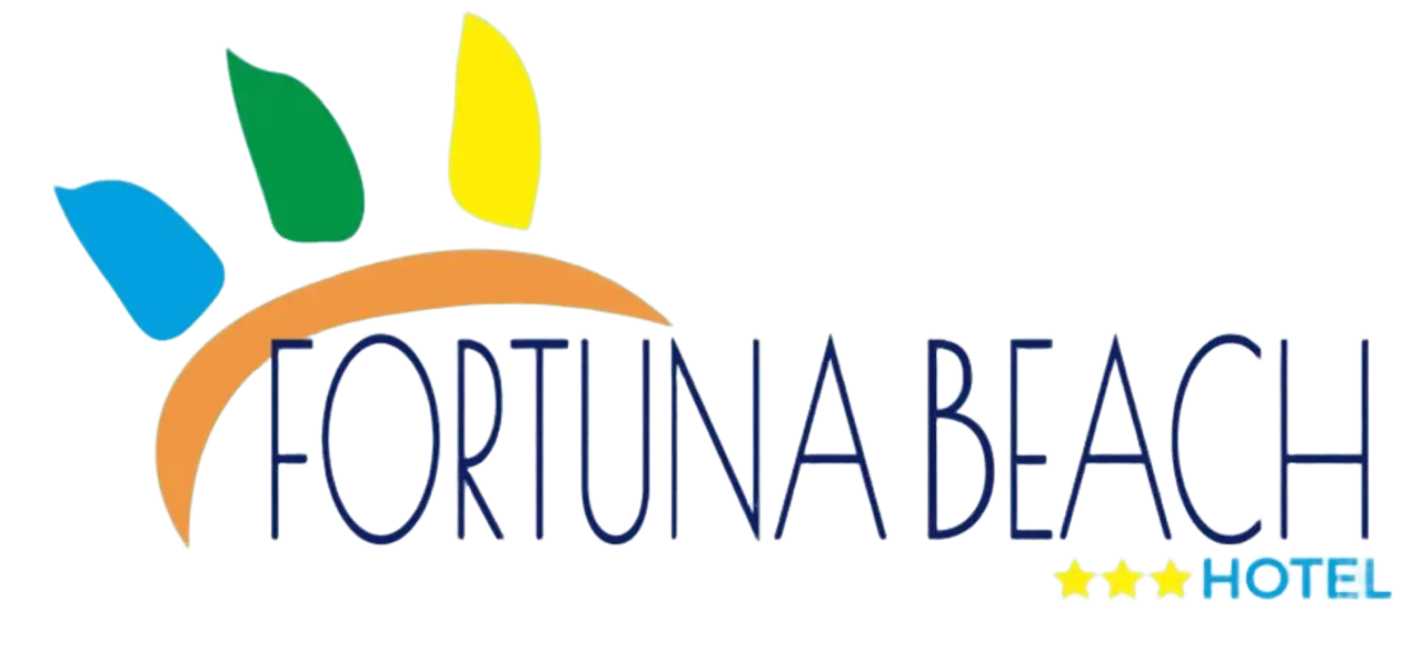 Logo colorato con "FORTUNA BEACH HOTEL" e tre stelle gialle. Un luogo ideale per la tua vacanza a Ischia.