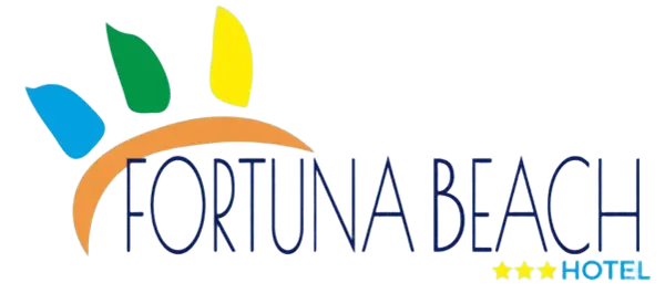 Logo colorato con "FORTUNA BEACH HOTEL" e tre stelle gialle. Un luogo ideale per la tua vacanza a Ischia.